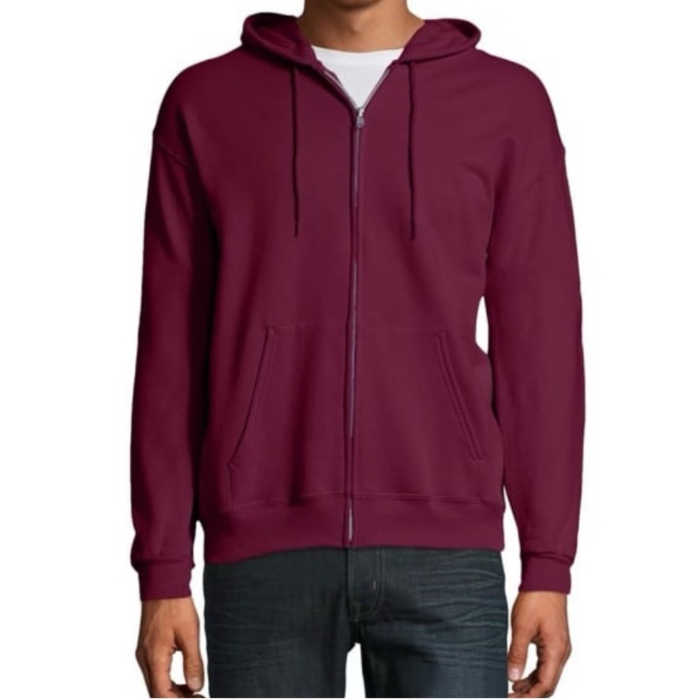 Hanes Burgundy Zip-Up Hoodie